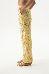 Strapped Cotton Pants Yellow Flowers