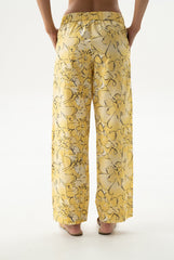 Strapped Cotton Pants Yellow Flowers