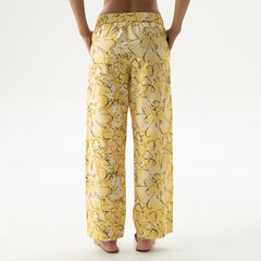 Strapped Cotton Pants Yellow Flowers
