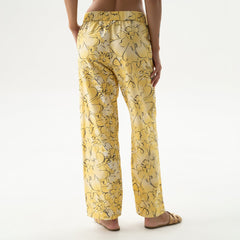 Strapped Cotton Pants Yellow Flowers