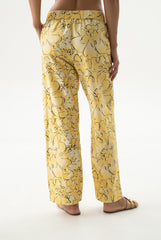 Strapped Cotton Pants Yellow Flowers