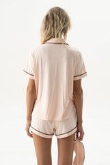 Bamboo Short Pyjama Set in Peach Powder