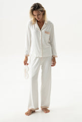 Bamboo Long Pyjama Set in Unbleached Cotton