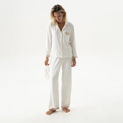 Bamboo Long Pyjama Set in Unbleached Cotton