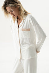 Bamboo Long Pyjama Set in Unbleached Cotton