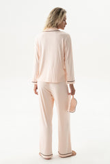 Bamboo Long Pyjama Set in Peach Powder