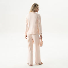 Bamboo Long Pyjama Set in Peach Powder