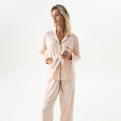 Bamboo Long Pyjama Set in Peach Powder