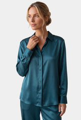 The Lady Silk Shirt Teal Eclipse
