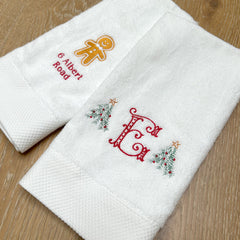 Christmas Monogram Luxury Hand Towels