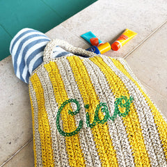 Ciao Embroidered Straw Beach Bag
