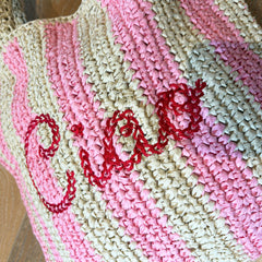 Ciao Embroidered Straw Beach Bag