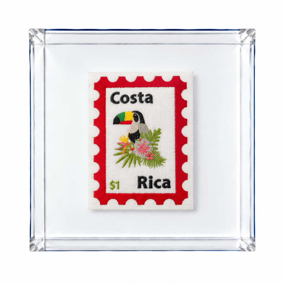 Costa Rica Embroidered Postcard Artwork