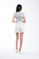 Ribbed Striped Crop T-Shirt