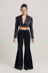 SHINY WOVEN PANT - BLACK