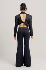 SHINY WOVEN PANT - BLACK