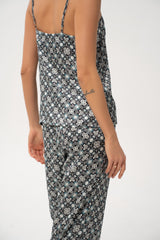 Black Crystal Neo Geo Silk Pyjama Pants