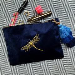 Personalized Dragonfly Initials Velvet Toiletry Bag – Beauty & Travel Gift