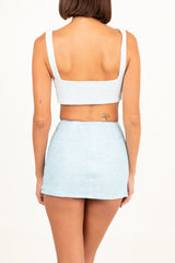 Vegas Embroidered Co-Ord Top– Blue Sparkle