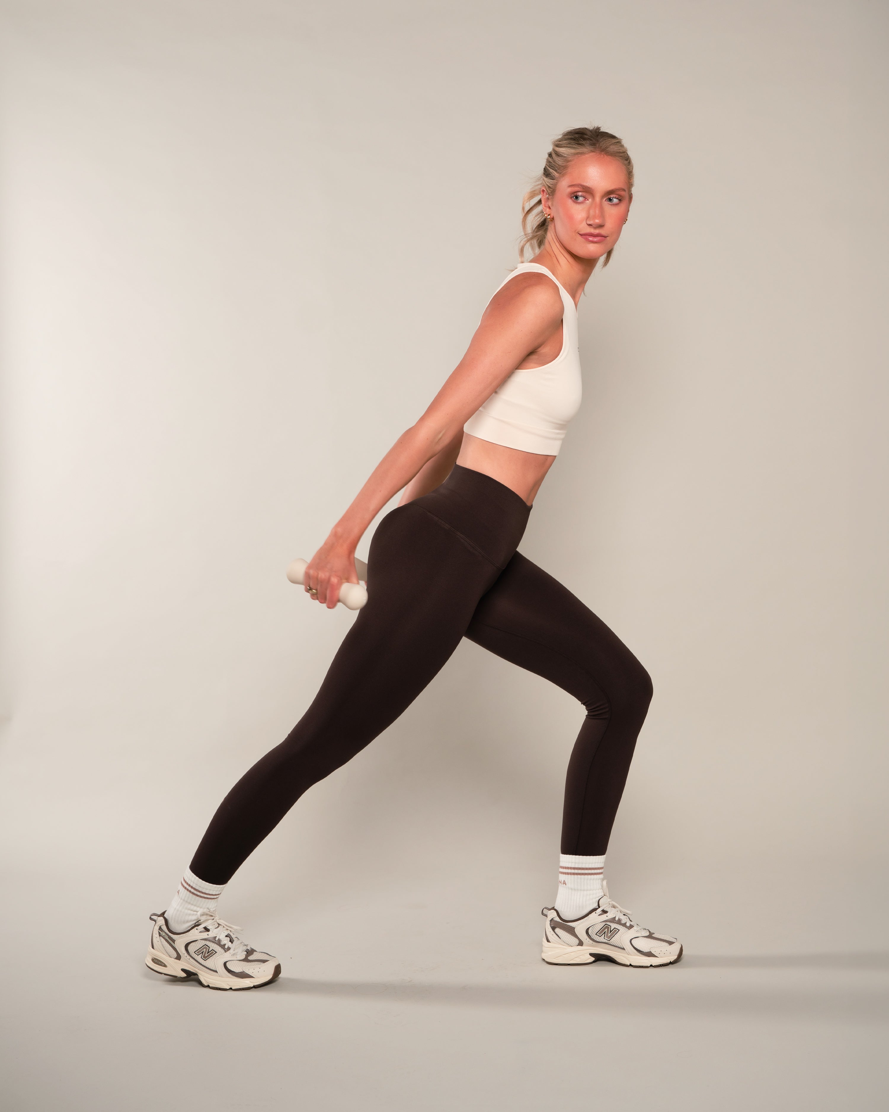 High Waisted Full Length Leggings - Tobacco
