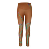 Floral Sport Leggings in Camel Brown