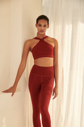 AirRise Convertible v Neck Sports Bra - Wine Red