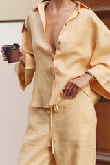 Peach Heavy Linen Wide-Leg Pants Perfect Days