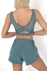 POWERFLOW MEDIUM SUPPORT SPORTS BRA SLATE BLUE