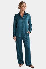 The Lady Silk Shirt Teal Eclipse
