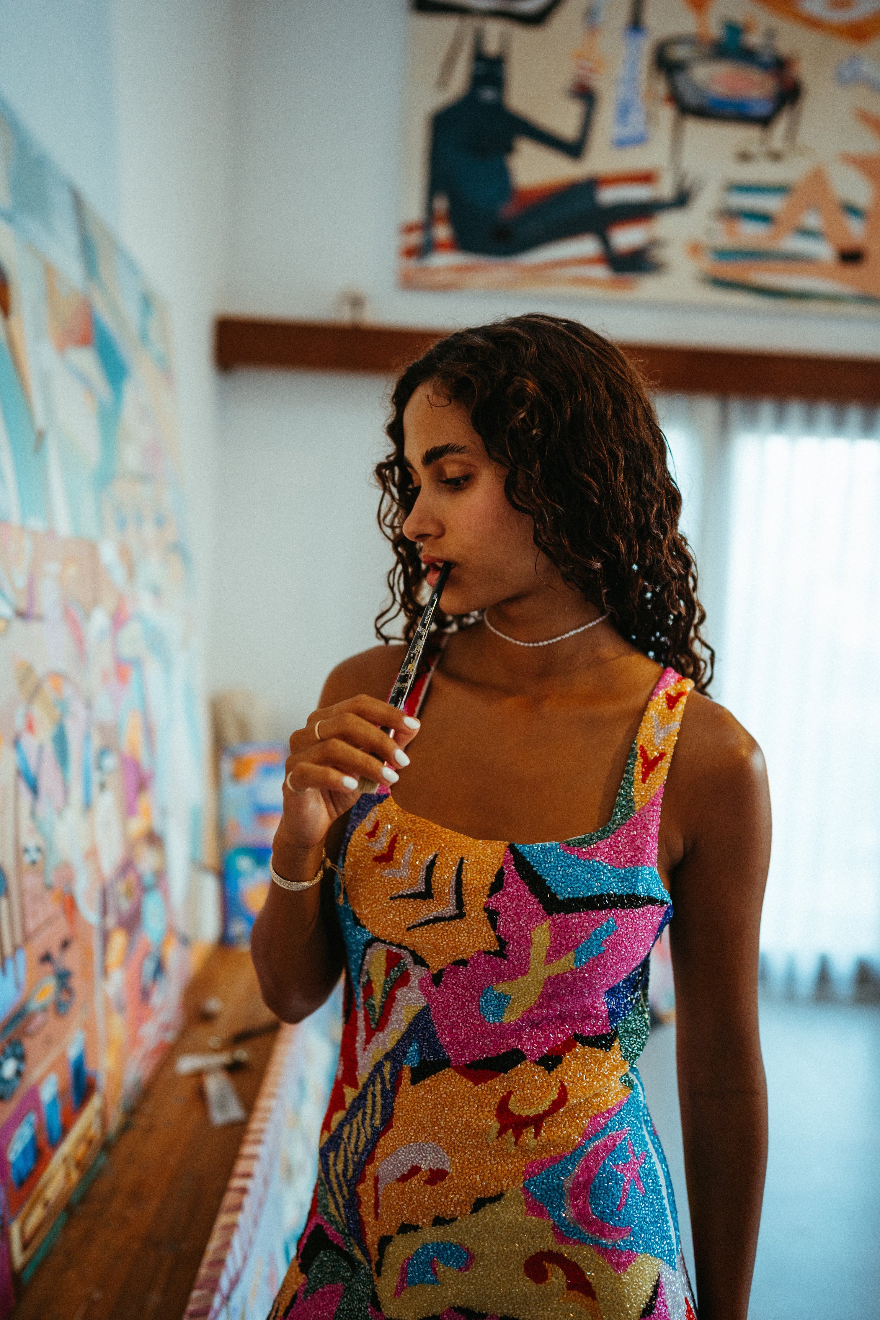 Boston Vibrant Hand-Beaded Dress