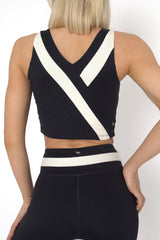 YOGAFLOW BACK WRAP CROPPED TOP DUO BLACK