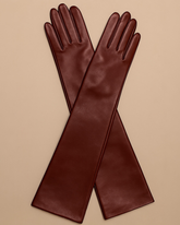Florence Lambskin Leather Opera Length Gloves - Burgundy
