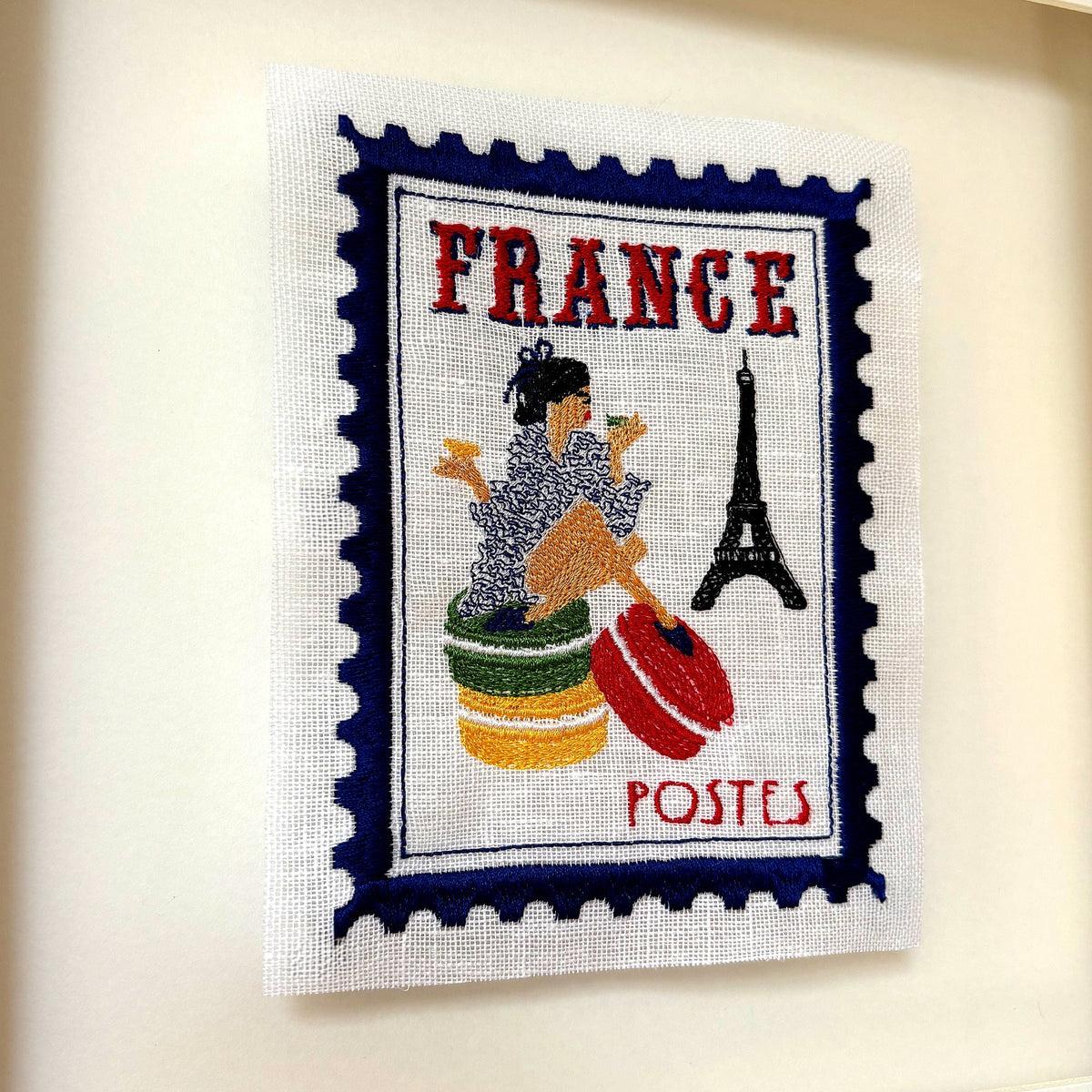 France Inspired Embroidered Postage Stamp