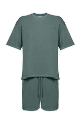 Cotton Casual T-Shirt & Short Set - Grey