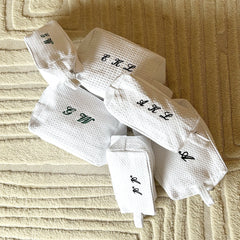Monogramed White Waffle Make Up Bag
