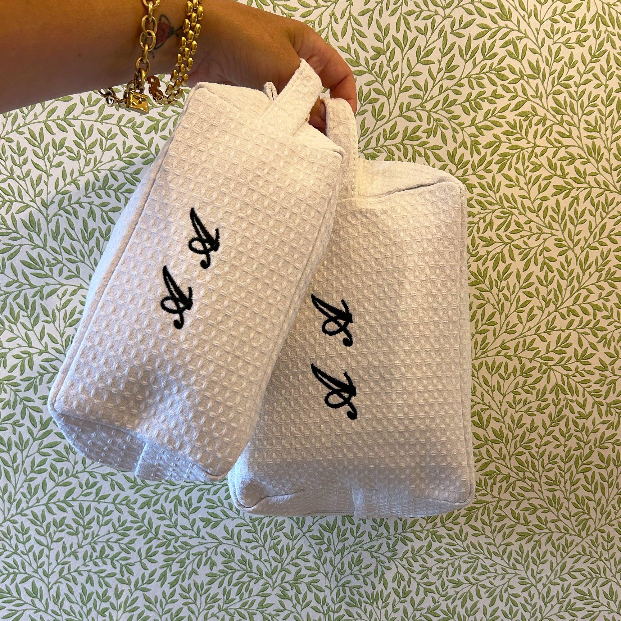 Set of 2 Monogram Quilted Cosmetic Bag