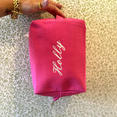 Monogram Quilted Cosmetic Pink Bag