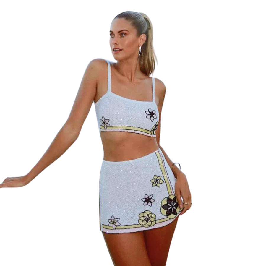 Mei Flattering Summer Luxe Co-Ord Top - White