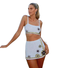 Mei Flattering Summer Luxe Co-Ord Skirt - White