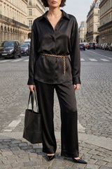 The Lady Silk Shirt Crystal Black