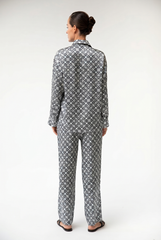 Black Crystal Neo Geo Silk Pyjama Pants