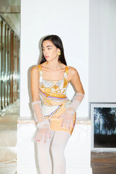 Palm Beach Hand-Beaded Mini Dress in Orange