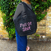 FULL of SHIT Pink Embroidered Beach Bag