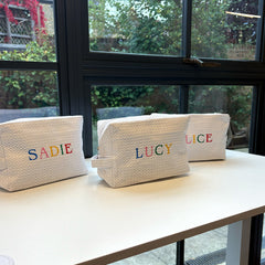 Rainbow Waffle Monogram Makeup Bag