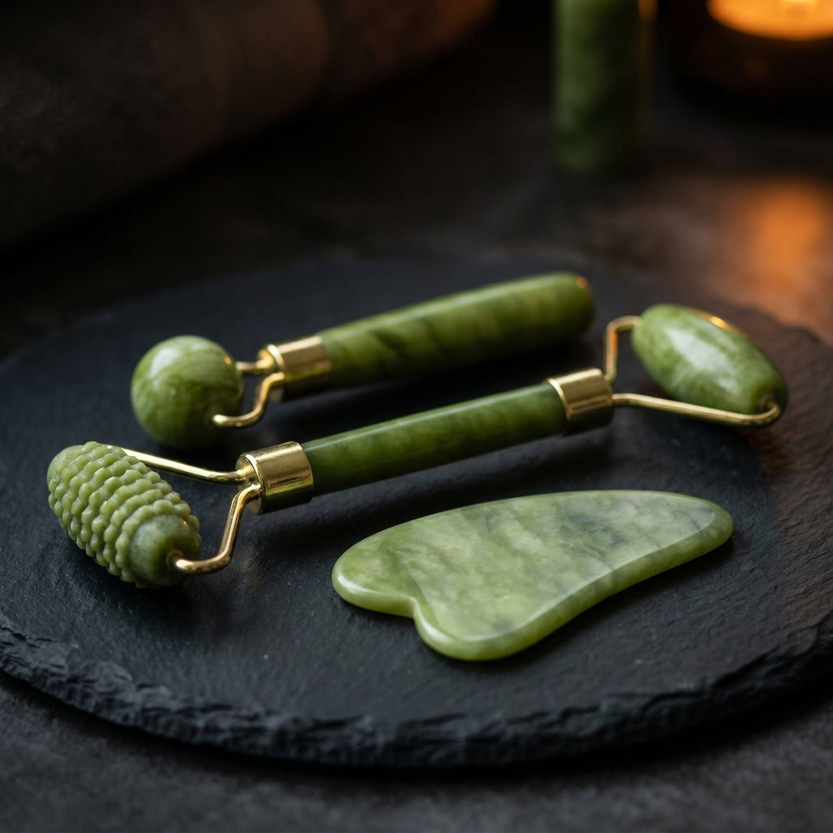 Natural Jade Facial Roller & Gua Sha Set