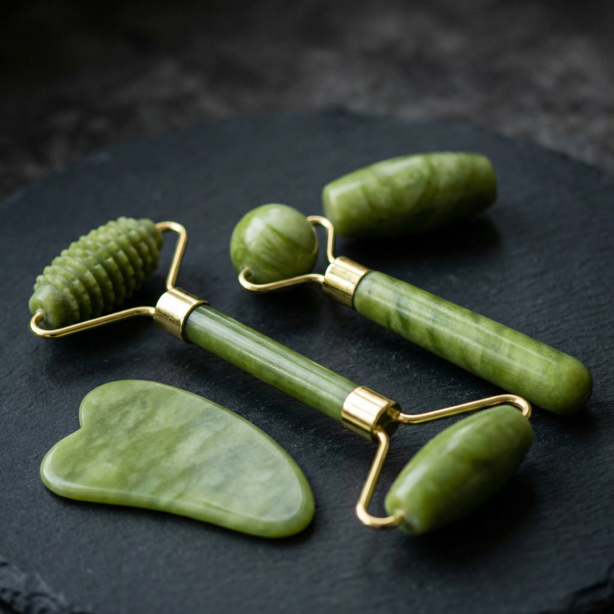 Natural Jade Facial Roller & Gua Sha Set