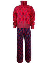 TE LOGO JACQUARD SWEATER (NEW FIT), RED/NAVY