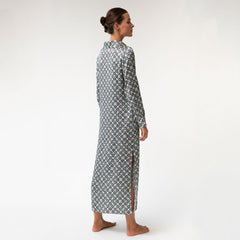 Black Crystal Neo Geo Silk Shirt Dress