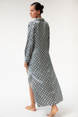 Black Crystal Neo Geo Silk Shirt Dress