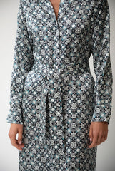 Black Crystal Neo Geo Silk Shirt Dress